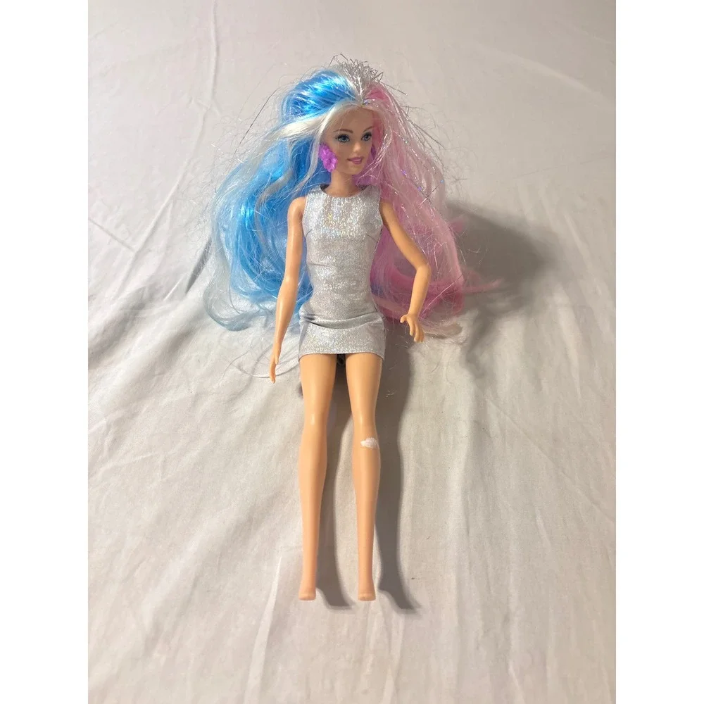 Mattel‎ Barbie Doll Kids 11.5in Silver Pink Blue Good Tinsel Hair Holographic